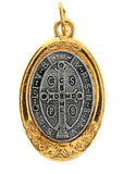 Two-Tone St. Benedict Oval Gold Border Medal