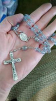 Light Blue Polished Bead Rosary