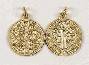 Saint Benedict Gold Tone Medal